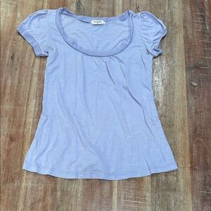 Vintage Lilac Omgirl Tee with Scoop Neck and Short Puff Sleeves